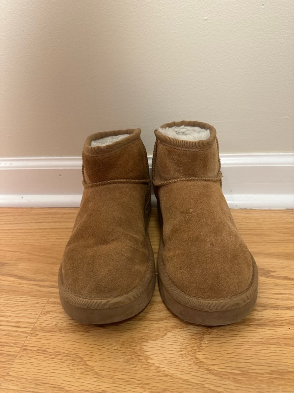 Chestnut Suede Shearling-Lined Ankle Boots